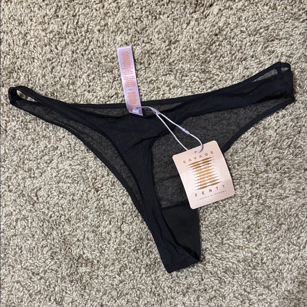 Savage X Fenty Black Mesh Thong